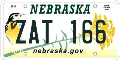 NE license plate ZAT166
