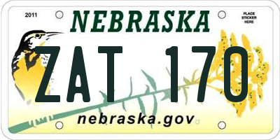 NE license plate ZAT170