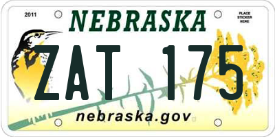 NE license plate ZAT175