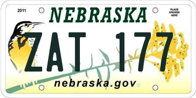 NE license plate ZAT177