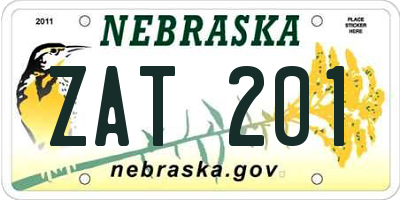 NE license plate ZAT201
