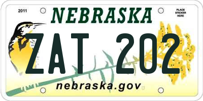 NE license plate ZAT202