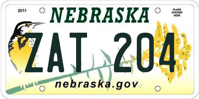 NE license plate ZAT204