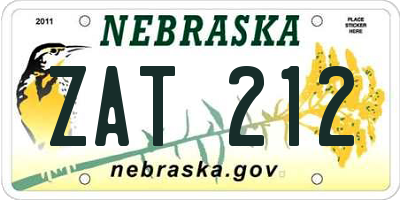 NE license plate ZAT212