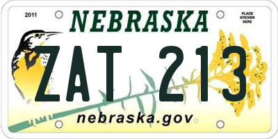 NE license plate ZAT213