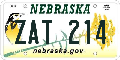 NE license plate ZAT214