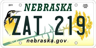 NE license plate ZAT219