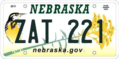 NE license plate ZAT221