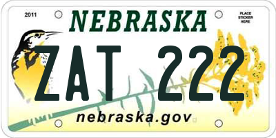 NE license plate ZAT222