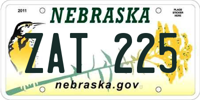 NE license plate ZAT225
