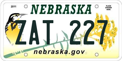 NE license plate ZAT227