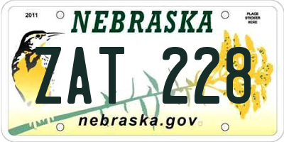 NE license plate ZAT228