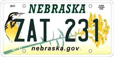 NE license plate ZAT231