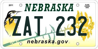NE license plate ZAT232
