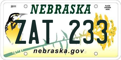 NE license plate ZAT233