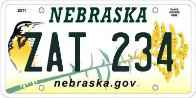 NE license plate ZAT234