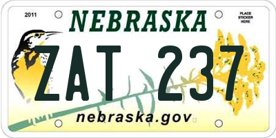NE license plate ZAT237