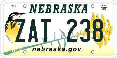 NE license plate ZAT238