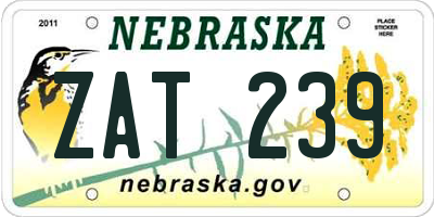NE license plate ZAT239