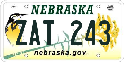 NE license plate ZAT243