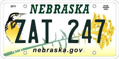 NE license plate ZAT247