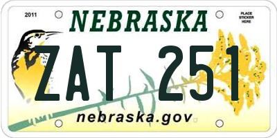 NE license plate ZAT251