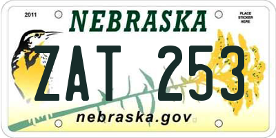NE license plate ZAT253