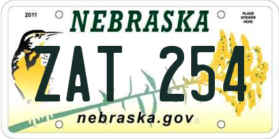 NE license plate ZAT254