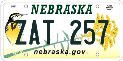NE license plate ZAT257