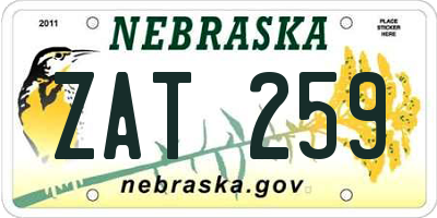 NE license plate ZAT259