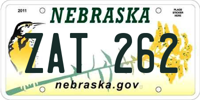 NE license plate ZAT262