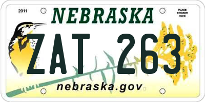 NE license plate ZAT263