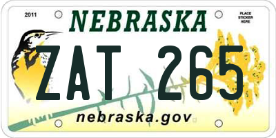 NE license plate ZAT265