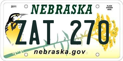 NE license plate ZAT270