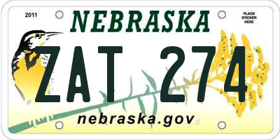 NE license plate ZAT274