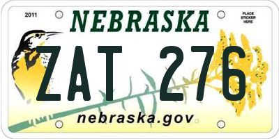 NE license plate ZAT276