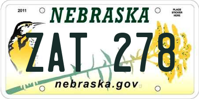 NE license plate ZAT278