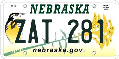 NE license plate ZAT281