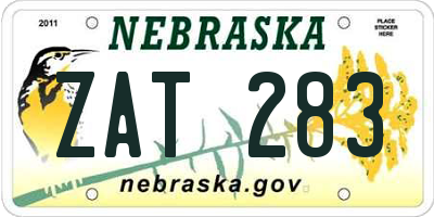 NE license plate ZAT283