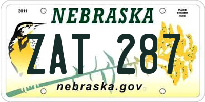 NE license plate ZAT287