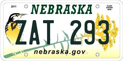 NE license plate ZAT293