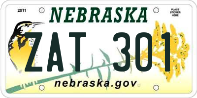 NE license plate ZAT301