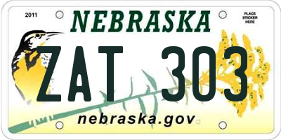 NE license plate ZAT303