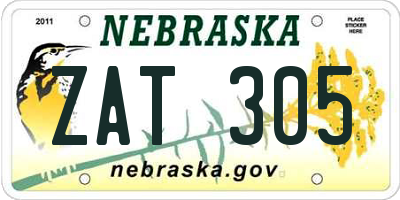 NE license plate ZAT305
