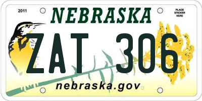 NE license plate ZAT306