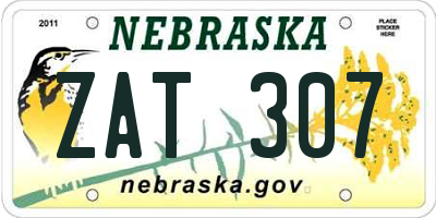 NE license plate ZAT307