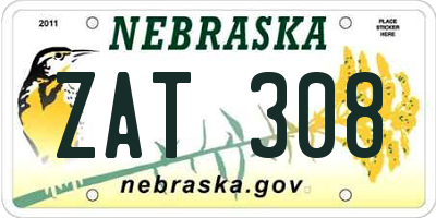 NE license plate ZAT308