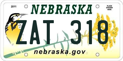 NE license plate ZAT318