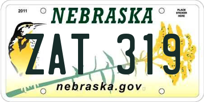 NE license plate ZAT319