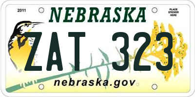 NE license plate ZAT323